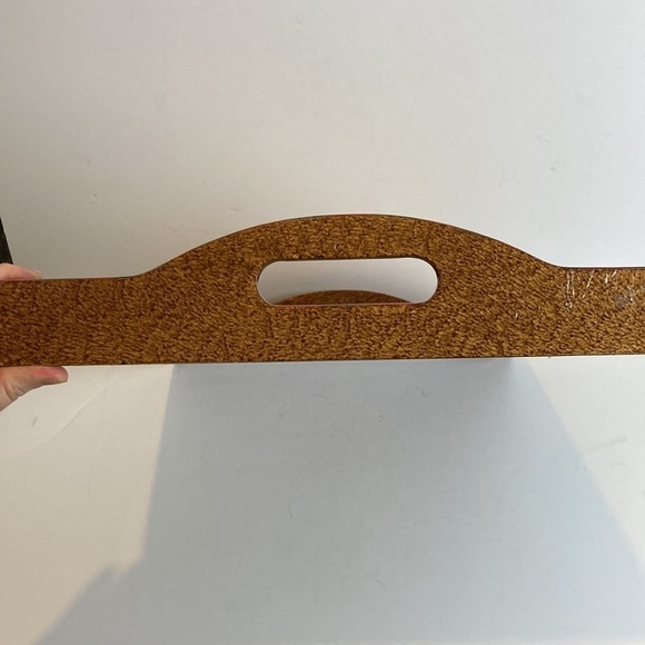 Annie Modica Signed Lobster Coral Stripe Decoupage Style Handle Tray Artisan - Picture 10 of 16